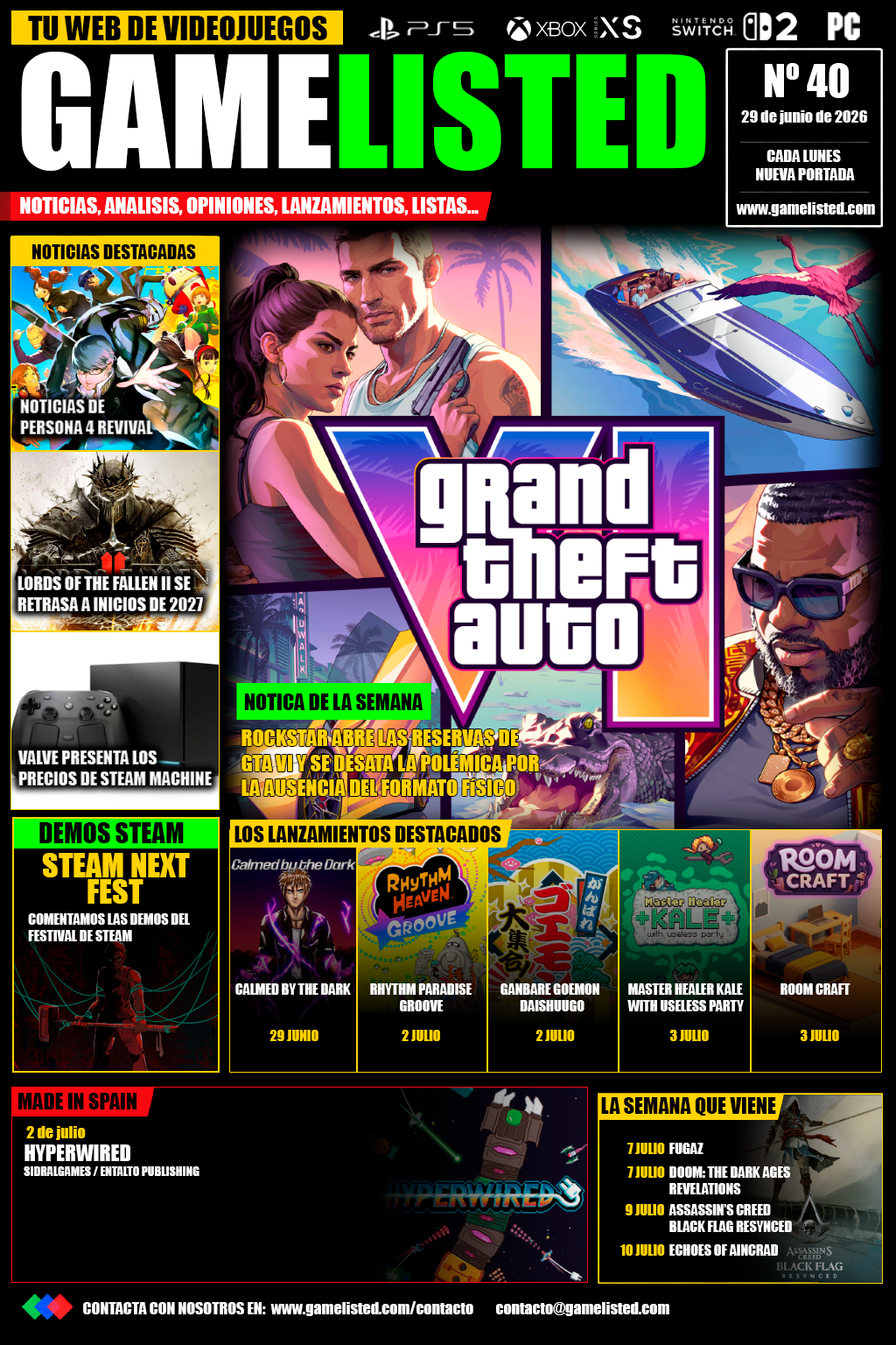 GTA VI abre reservas y protagoniza una semana marcada por Persona 4 y Steam Machine.