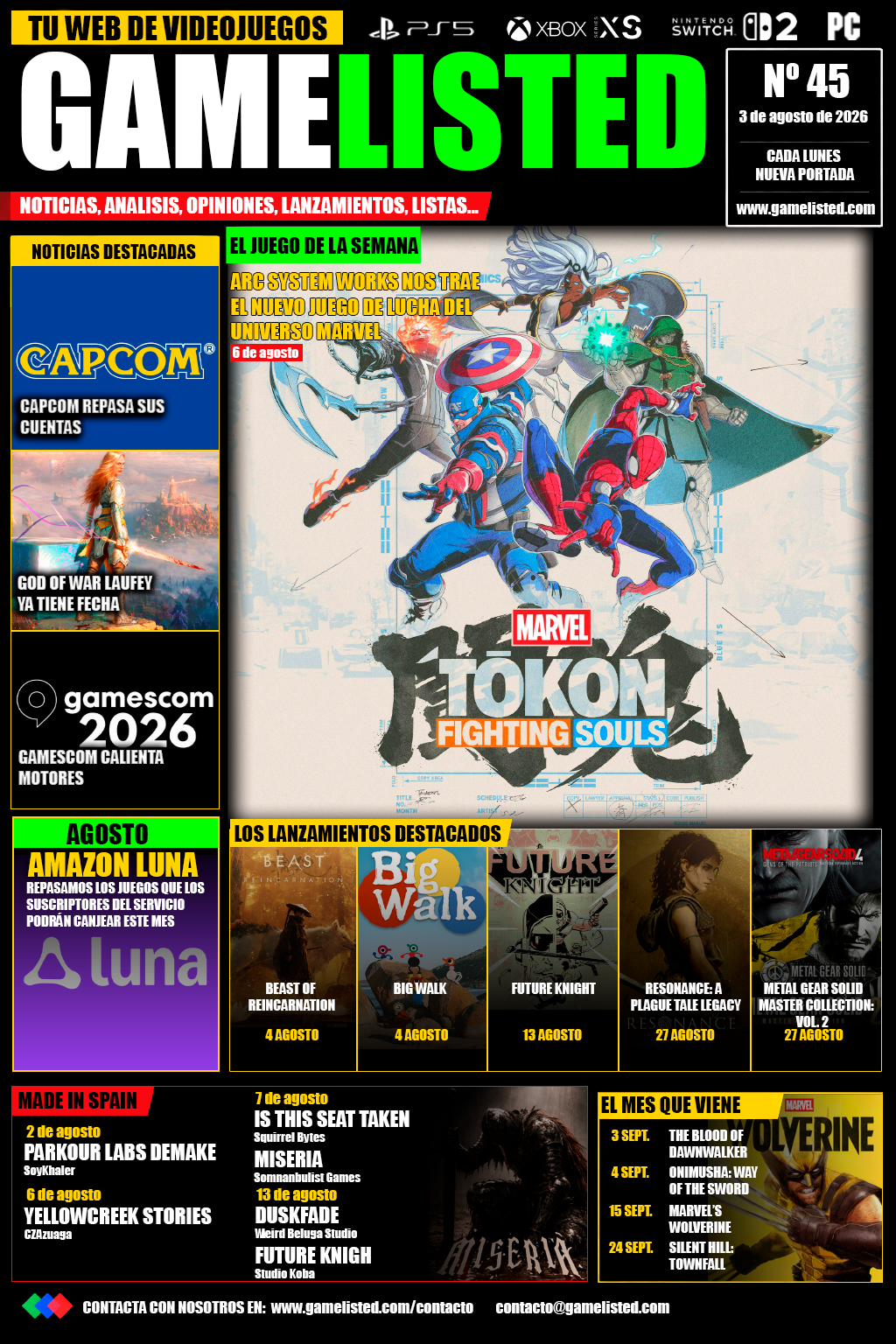 Marvel Tokon: Fighting Souls, la gran apuesta de lucha que abre nuestra última portada antes de septiembre.
