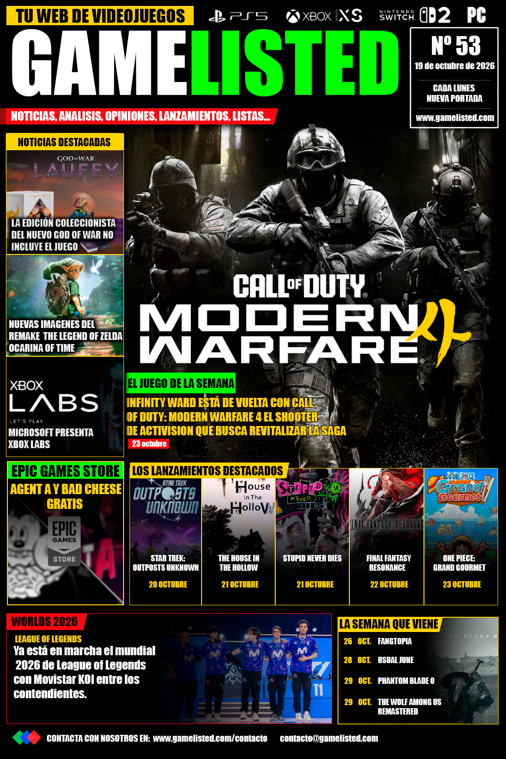 Call of Duty vuelve a la carga en una semana con novedades de Zelda y God of War.