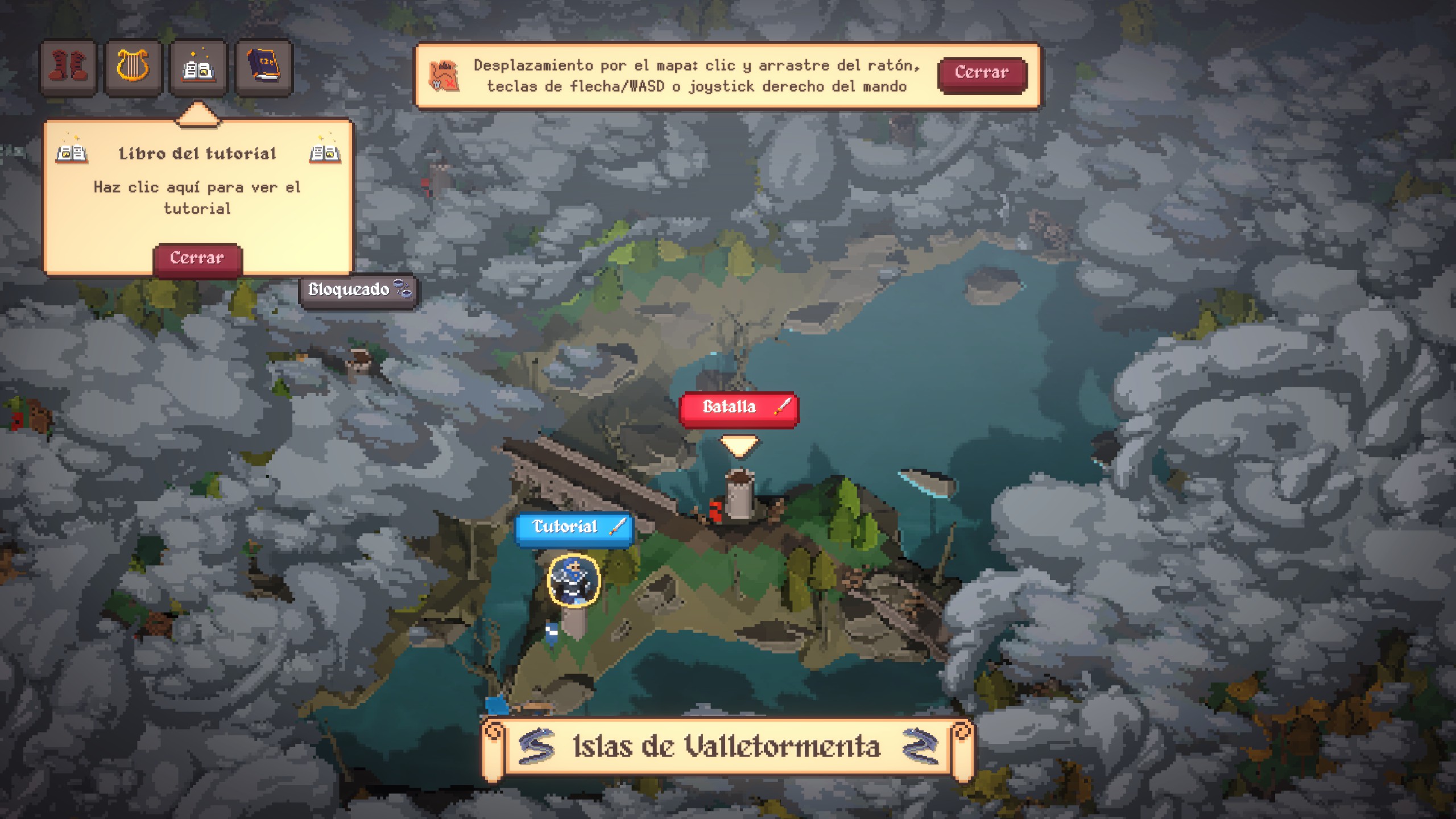 Mapa del modo campaña de Blades, Bows & Magic